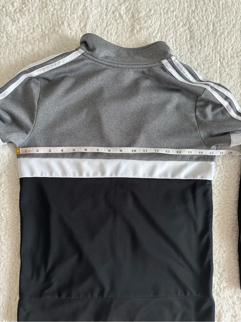 Adidas Kids Full-Zip Track Jacket Gray Black White Colorblock Size M (10/12)